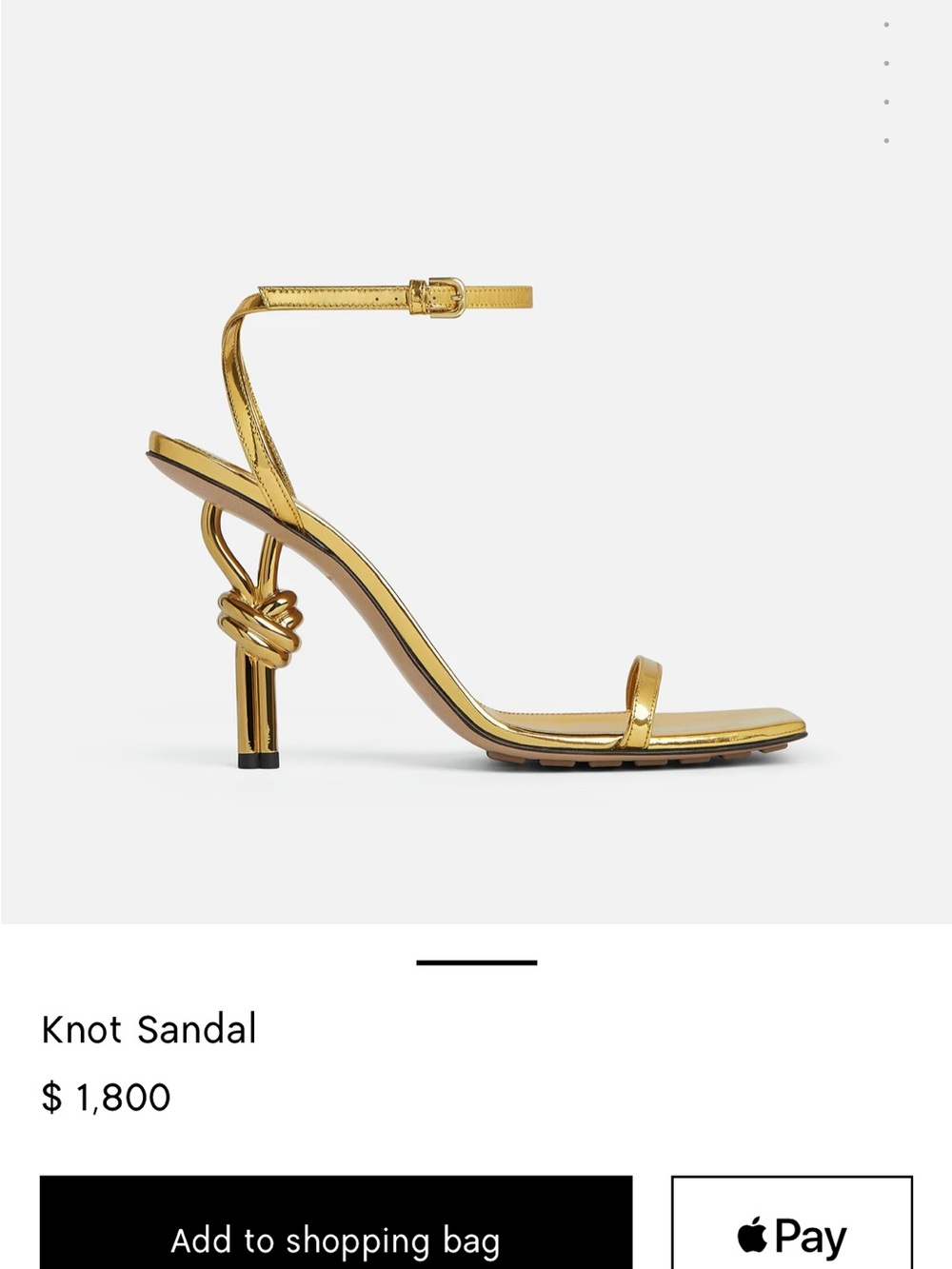 Bottega Veneta Knot Sandal — Gold Metallic Ankle-Strap Heels